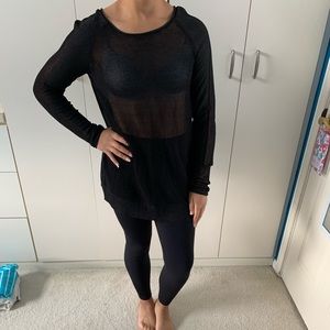 Mesh Cut Out Sheer Knit Sweater/Top